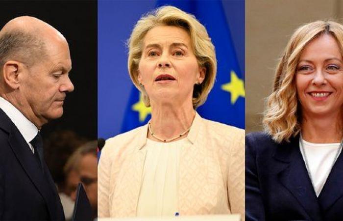 Ursula Von der Leyen, Giorgia Meloni et Olaf Scholz, trois visions opposées