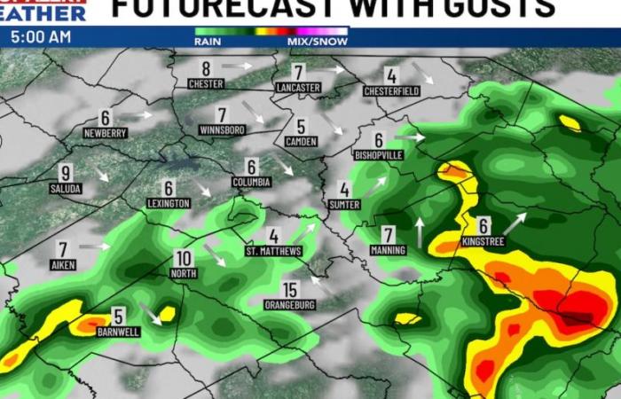 Un front faible traverse lentement la région, produisant quelques averses légères éparses dans les Midlands cette nuit.