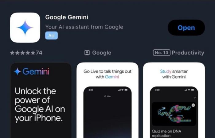 Application autonome Google Gemini repérée sur IOS