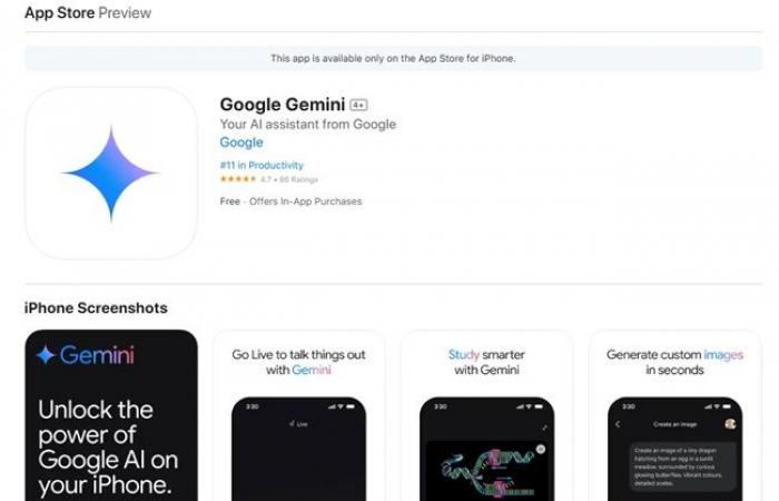 L’application Google Gemini AI apparaît sur l’App Store iOS avant son lancement