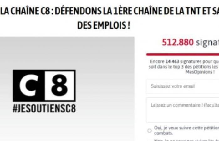 URGENT – A 20h14 ce soir, la pétition en faveur de C8 a dépassé le 1/2 million de téléspectateurs après seulement 4 jours de mise en ligne, marquant une mobilisation sans précédent pour la chaîne !