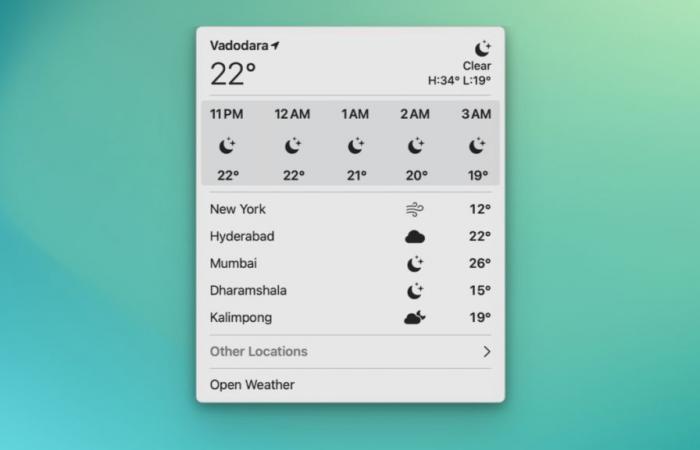 L’application Météo arrive dans la barre de menus de votre Mac