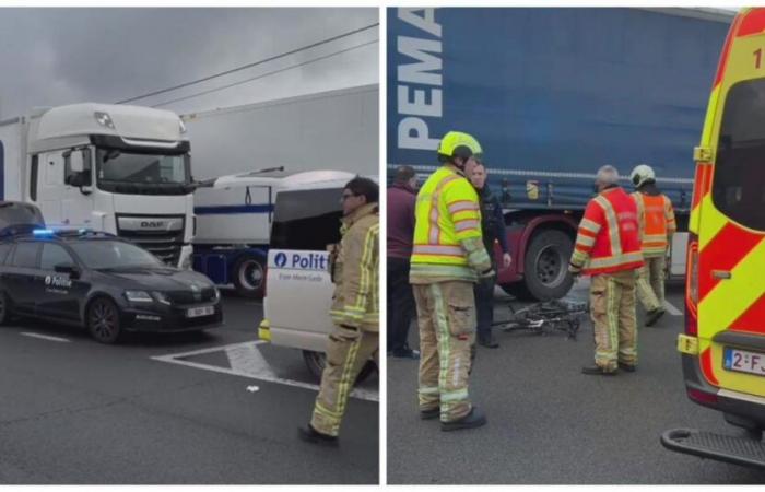 un cycliste entre la vie et la mort après avoir été heurté par un camion, “le vélo était coincé sous les roues”