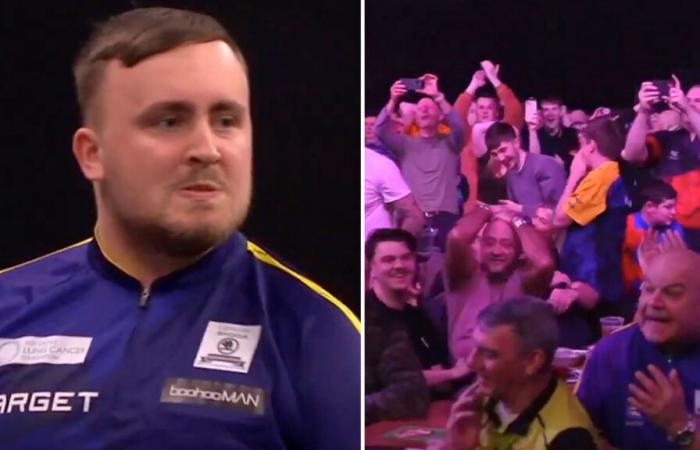 Luke Littler joue le showman au Grand Slam of Darts alors qu’il rate le record de 9 dards par millimètres