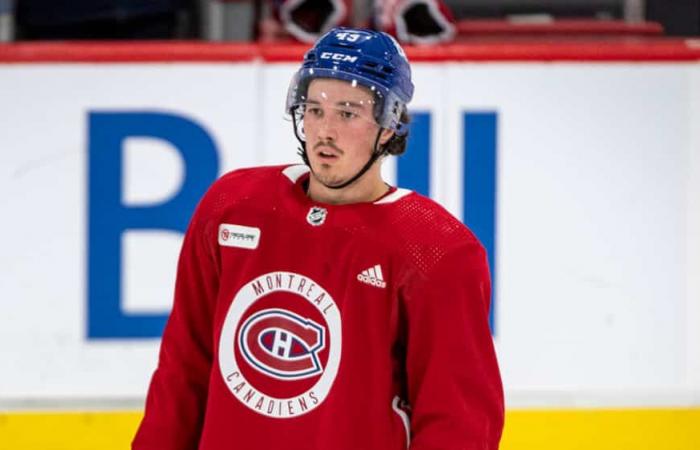 Rafaël Harvey-Pinard avec un pull régulier à l’entraînement