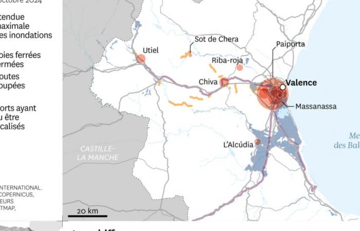 une carte pour comprendre l’étendue des dégâts dans la région de Valencia