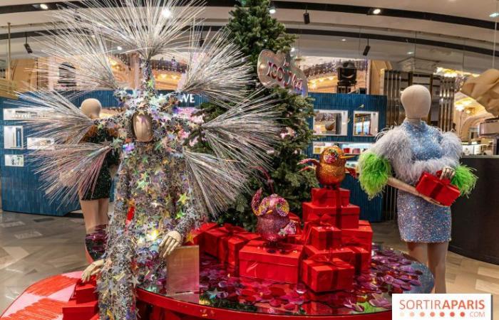 Inauguration des vitrines et du sapin de Noël aux Galeries Lafayette 2024 avec Vianney en vitrine