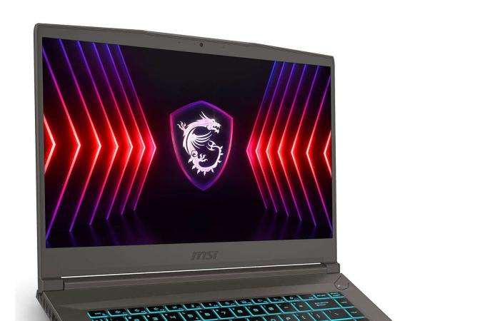 Promo 999 € MSI Thin 15 B12VE-2414FR, PC portable gaming multimédia fin et léger 15″ 144Hz Scalable Ultrabook Gris Intel Core i7-H GeForce RTX 4050 et 1 To SSD