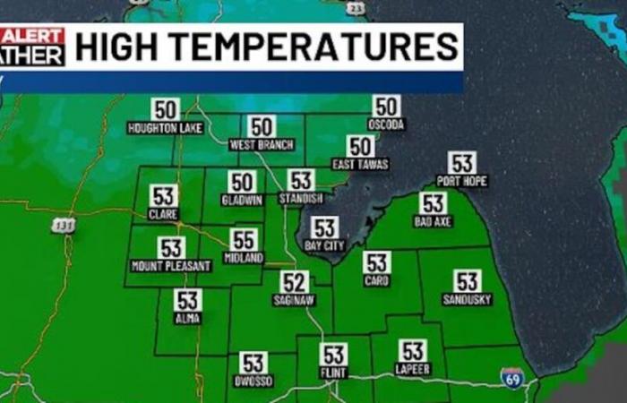 Les conditions humides se poursuivent ce soir et s’assèchent au fur et à mesure de la journée d’ouverture.