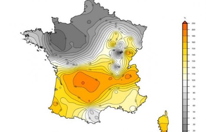 la différence d’ensoleillement entre le sud et le nord en novembre résumée dans une carte