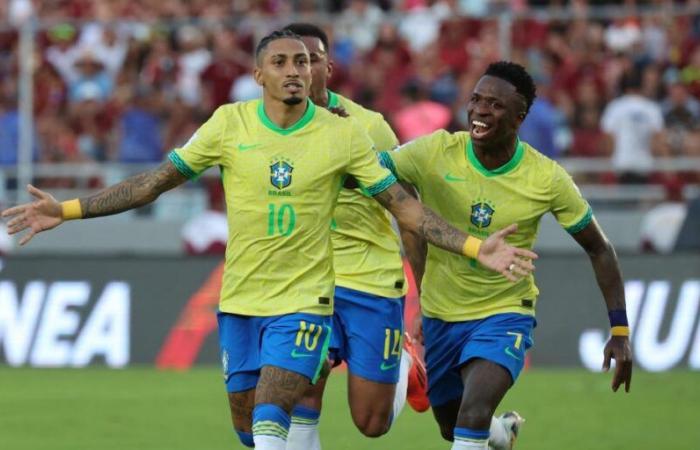 1-1. Superbe but de Raphinha et double échec de Vinicius lors du match nul du Brésil au Venezuela