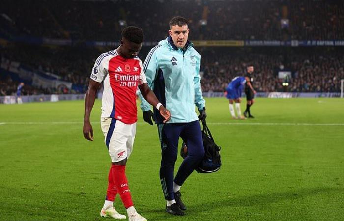 Arsenal publie une mise à jour sur les blessures de Bukayo Saka et Declan Rice – après que les deux anglais se soient tous deux retirés de l’équipe de Lee Carsley cette semaine