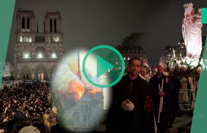 Notre-Dame a retrouvé sa statue de la Vierge à l’Enfant, accompagnée par des centaines de croyants à Paris