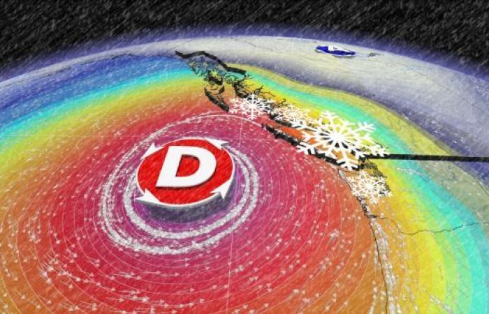 la neige et des rafales à 100 km/h se dirigent vers le pays