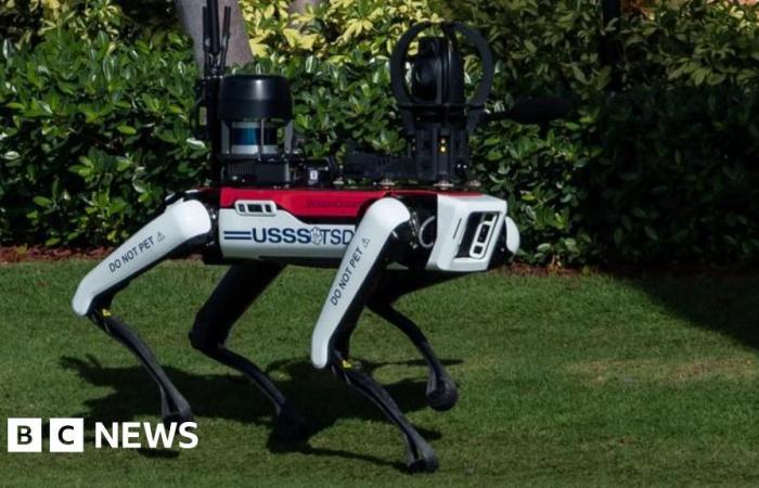 En patrouille à Mar-a-Lago, les chiens robotiques ont leur moment