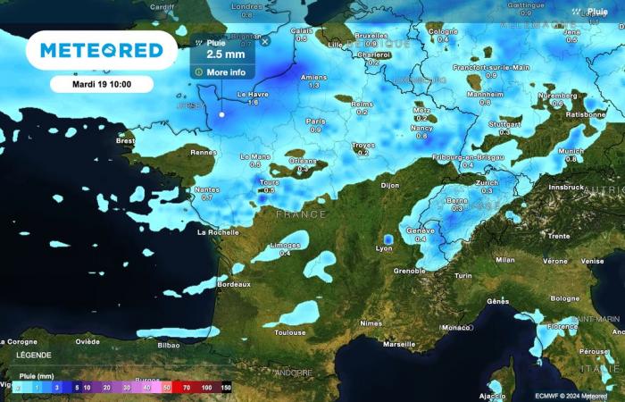 Demain, un front froid traversera la France, avec des cumuls pouvant atteindre 50 l/m². Quelles zones concernées ?