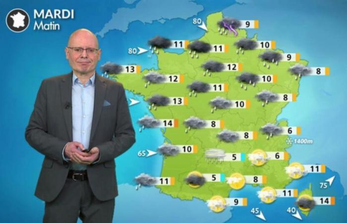 vent et pluie battante avant refroidissement en soirée