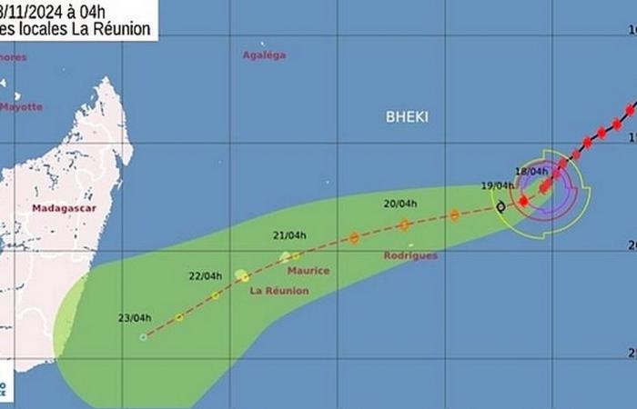 Le cyclone tropical intense Bheki se situe à 1 510 km de la Réunion et à 750 km de l’île Rodrigues