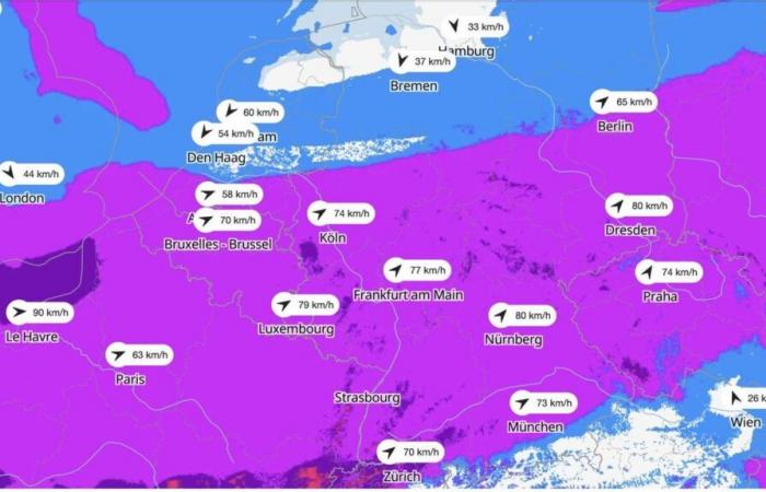 La carte montre où les tempêtes sont les plus fortes aujourd’hui