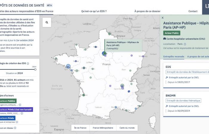 Explorez la cartographie des entrepôts de données de santé en France