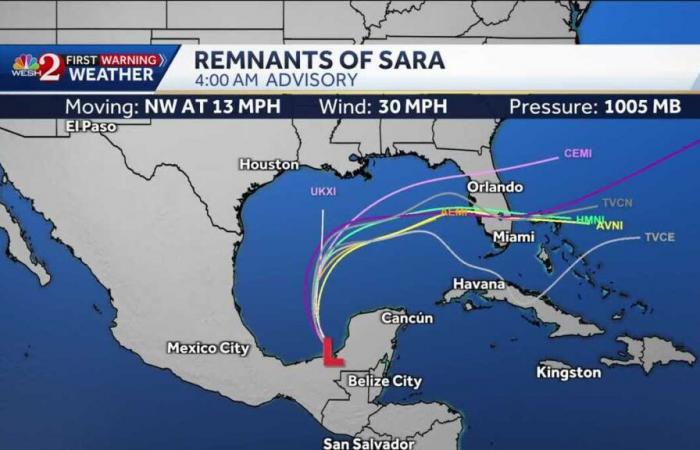 Quand Sara arrivera-t-elle en Floride ? Les restes augmenteront bientôt les risques de pluie