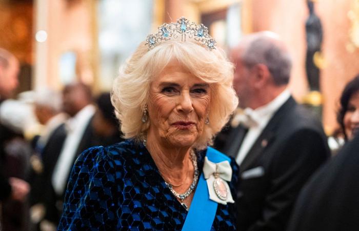 La reine Camilla porte le très rare diadème aigue-marine de la reine Elizabeth II en l’honneur du corps diplomatique