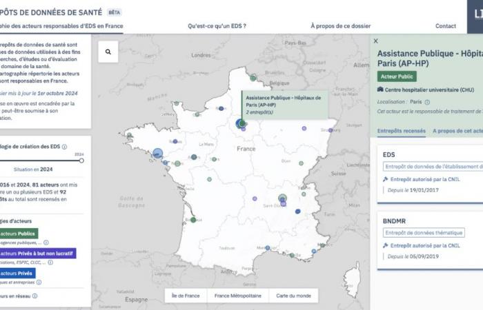 Explorez la cartographie des entrepôts de données de santé en France