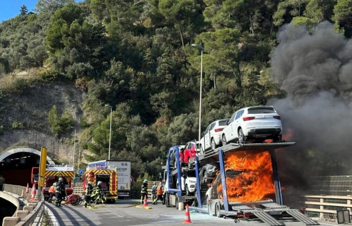 Mignon. Un camion prend feu sur l’autoroute A8, circulation interrompue