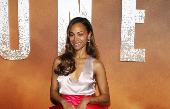 Zoé Saldana, (46 ans) dans une robe Schiaparelli au décolleté profond, la star fait 10 ans de moins