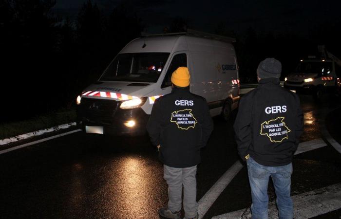 une barrière filtrante mise en place à l’entrée d’Auch par la Coordination rurale du Gers