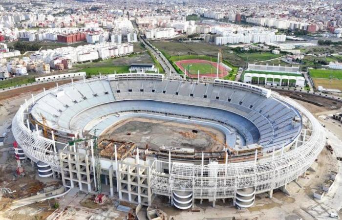 Nouvelles images du Grand Stade de Tanger après la pose des premières fondations de la toiture