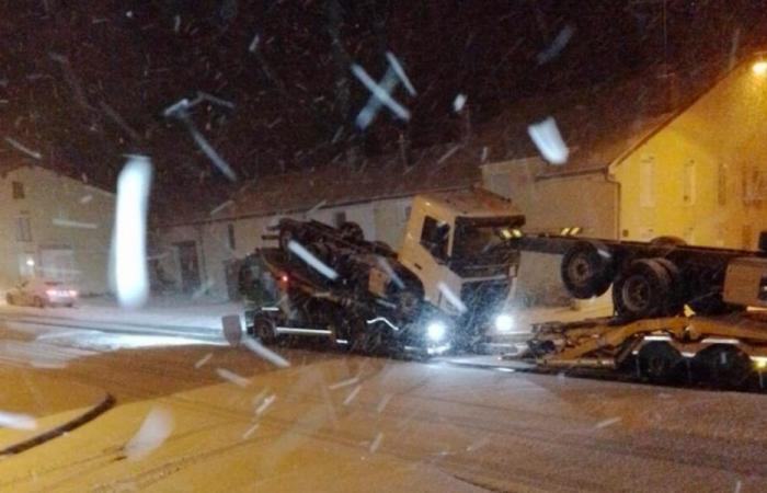 premières neiges en Haute-Marne, premiers soucis sur la RD 520