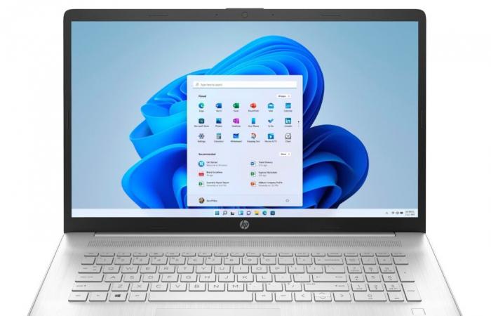 Promo 469€ HP 17-cp2036nf, PC portable argent pas cher grand format 17″ IPS Full HD fin et léger sous AMD Ryzen 5 avec stockage SSD rapide de 512 Go