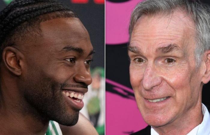 La star de la NBA Jaylen Brown a une douce réaction après avoir rencontré le héros de l’enfance Bill Nye