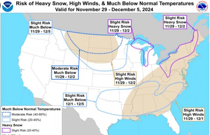 Prévisions météo pour la semaine de Thanksgiving par région