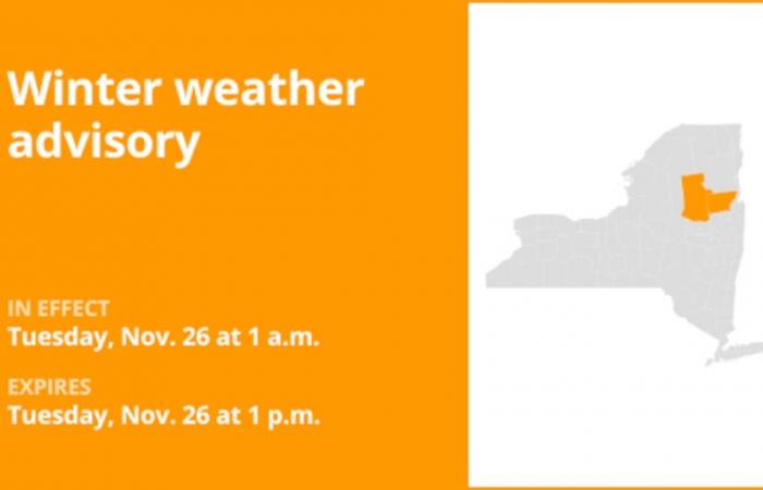 Avis météo hivernal pour les comtés de Hamilton et Warren pour mardi