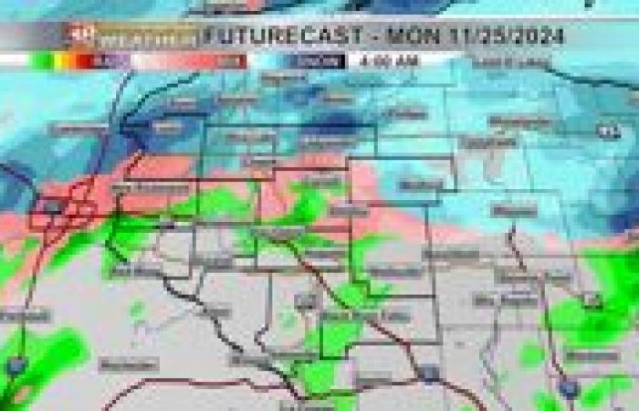 Averses de neige du lundi matin avec vents venteux ; Les températures chutent toute la semaine