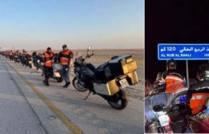 le Tour, « Le Sahara marocain aux yeux des Arabes », sur les motos de la Marche Verte traverse avec beaucoup de succès le désert du quartier vide de l’Arabie Saoudite