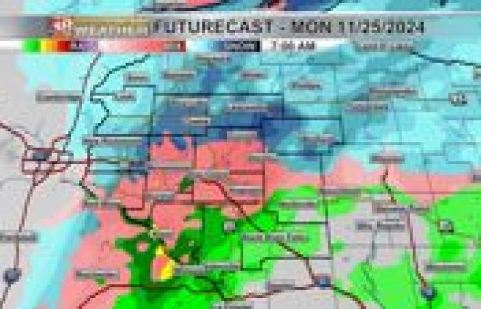 Averses de neige du lundi matin avec vents venteux ; Les températures chutent toute la semaine