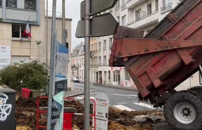 Des agriculteurs en colère déversent du fumier dans le centre-ville de Tours