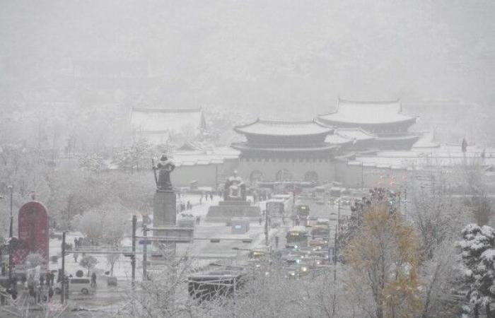 La plus grosse tempête de neige de novembre depuis un demi-siècle frappe Séoul et immobilise les vols