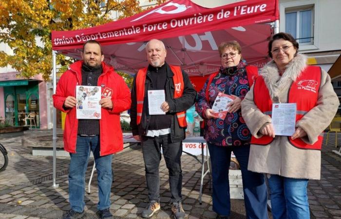 en vue des élections syndicales dans les TPE, Force ouvrière prend le pavé sur le marché de Vernon