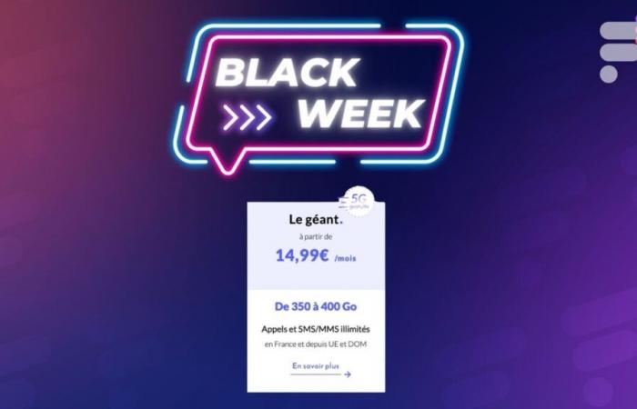 Jusqu’à 400 Go à partir de 15 €/mois, c’est le forfait giga 5G de cette Black Friday Week