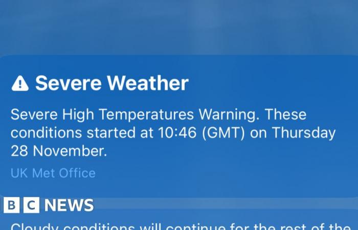 Alertes de temps chaud du Met Office « menace pour la vie » envoyées par erreur