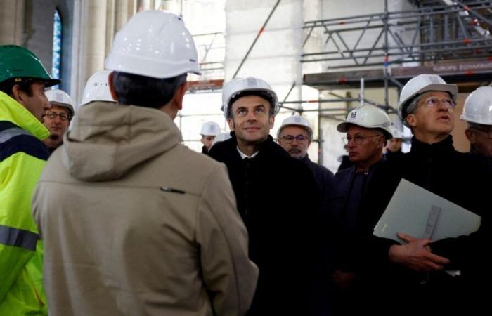 suivez la visite d’Emmanuel Macron sur le chantier et découvrez les premières images de l’intérieur de la cathédrale