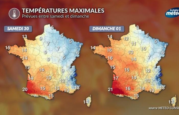 temps calme et températures contrastées