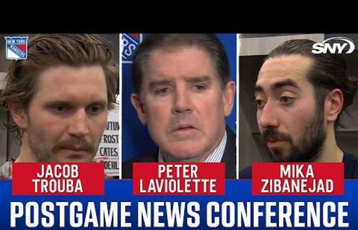 Mika Zibanejad, Jacob Trouba et Peter Laviolette sur une mauvaise 1ère période contre Phi qui a condamné les Rangers