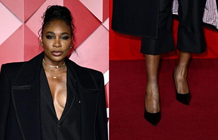 Venus Williams opte pour des classiques avec des escarpins noirs brillants aux Fashion Awards 2024 à Londres