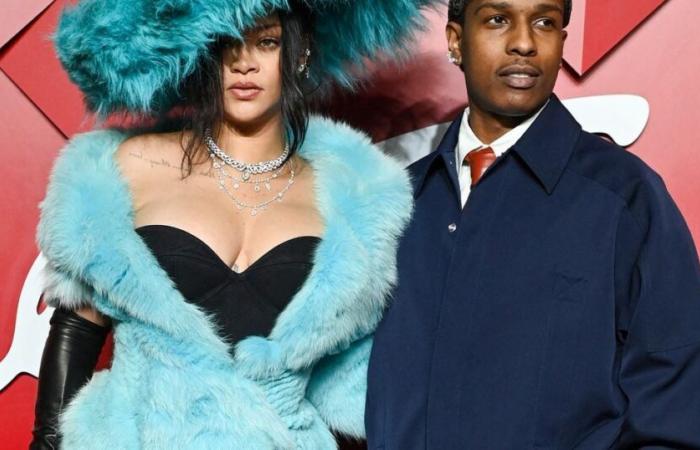 Rihanna surprend dans une tenue en fourrure bleue et un chapeau XXL aux British Fashion Awards 2024