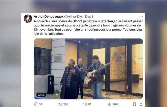 des sosies du groupe U2 tentent d’entrer au Bataclan pour rendre hommage aux victimes